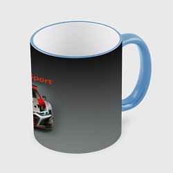 Кружка 3D Audi sport - racing car - extreme, цвет: 3D-небесно-голубой кант