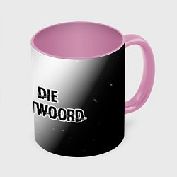 Кружка 3D Die Antwoord glitch на светлом фоне: надпись и сим, цвет: 3D-белый + розовый