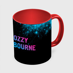 Кружка 3D Ozzy Osbourne - neon gradient: надпись и символ, цвет: 3D-белый + красный