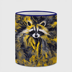 Кружка 3D Абстрактный желтый енот в стиле арт, цвет: 3D-синий кант — фото 2