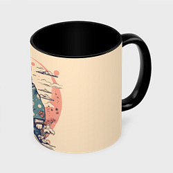 Кружка 3D Кот-самурай, цвет: 3D-белый + черный