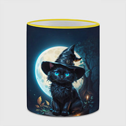 Кружка 3D Кот ведьмы - Хэллоуин, цвет: 3D-желтый кант — фото 2