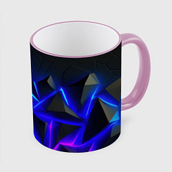 Кружка 3D Разлом плит из неона, цвет: 3D-розовый кант