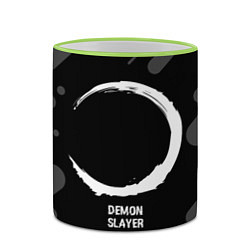 Кружка 3D Demon Slayer glitch на темном фоне, цвет: 3D-светло-зеленый кант — фото 2