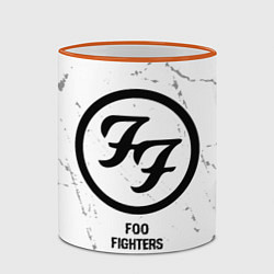 Кружка 3D Foo Fighters glitch на светлом фоне, цвет: 3D-оранжевый кант — фото 2