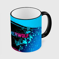 Кружка 3D Powerwolf - neon gradient: надпись и символ, цвет: 3D-черный кант