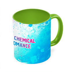 Кружка 3D My Chemical Romance neon gradient style: надпись и, цвет: 3D-белый + светло-зеленый