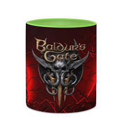 Кружка 3D Baldurs Gate 3 logo red, цвет: 3D-белый + светло-зеленый — фото 2