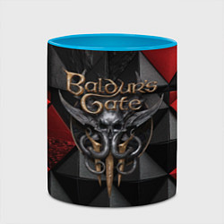 Кружка 3D Baldurs Gate 3 logo red black, цвет: 3D-белый + небесно-голубой — фото 2