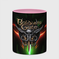 Кружка 3D Baldurs Gate 3 logo green red light, цвет: 3D-белый + розовый — фото 2