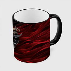 Кружка 3D Baldurs Gate 3 logo dark red black, цвет: 3D-черный кант