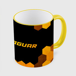 Кружка 3D Jaguar - gold gradient: надпись и символ, цвет: 3D-желтый кант