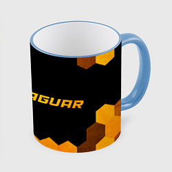 Кружка 3D Jaguar - gold gradient: надпись и символ, цвет: 3D-небесно-голубой кант