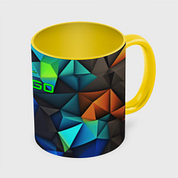 Кружка 3D CSGO blue abstract, цвет: 3D-белый + желтый