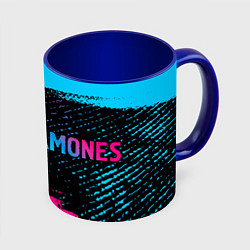 Кружка цветная Ramones - neon gradient: надпись и символ