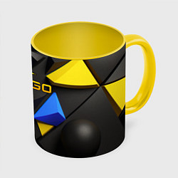 Кружка 3D CSGO blue yellow abstract, цвет: 3D-белый + желтый