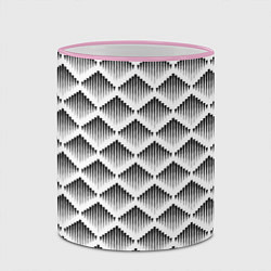 Кружка 3D Ромбы из черных треугольников, цвет: 3D-розовый кант — фото 2