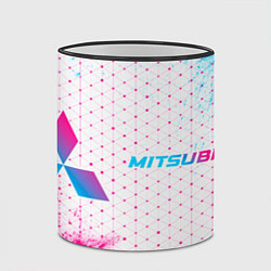 Кружка 3D Mitsubishi neon gradient style: надпись и символ, цвет: 3D-черный кант — фото 2