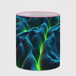 Кружка 3D Зеленая кислотная текстура с плитами, цвет: 3D-розовый кант — фото 2