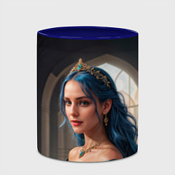 Кружка 3D Девушка принцесса с синими волосами, цвет: 3D-белый + синий — фото 2