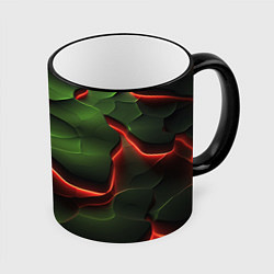 Кружка 3D Объемные красно зеленые плиты, цвет: 3D-черный кант