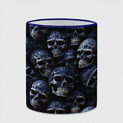 Кружка 3D Черные металлические черепа, цвет: 3D-синий кант — фото 2