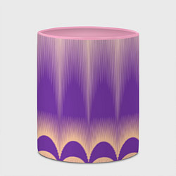 Кружка 3D Фиолетовый градиент в полоску, цвет: 3D-белый + розовый — фото 2
