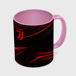 Кружка 3D Juventus black red logo, цвет: 3D-белый + розовый