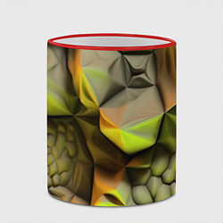 Кружка 3D Зеленая объемная космическая текстура, цвет: 3D-красный кант — фото 2