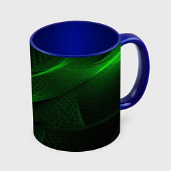 Кружка 3D Green neon lines, цвет: 3D-белый + синий