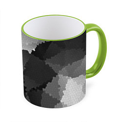 Кружка 3D Мозаичный узор в серых оттенках, цвет: 3D-светло-зеленый кант