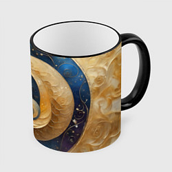 Кружка цветная Синий золотой декоративный орнамент