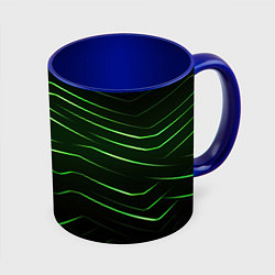 Кружка 3D Green abstract dark background, цвет: 3D-белый + синий