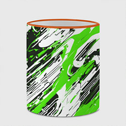 Кружка 3D Спонтанные брызги зелёные, цвет: 3D-оранжевый кант — фото 2
