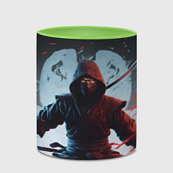 Кружка 3D Свирепый воин ниндзя, цвет: 3D-белый + светло-зеленый — фото 2