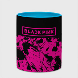 Кружка 3D Black pink - emblem - pattern - music, цвет: 3D-белый + небесно-голубой — фото 2