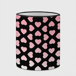 Кружка 3D Розовые сердечки на чёрном, цвет: 3D-черный кант — фото 2