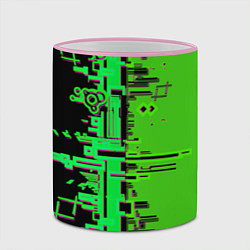 Кружка 3D Кибер-глитч зелёный, цвет: 3D-розовый кант — фото 2