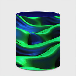 Кружка 3D Зеленые неоновые волны, цвет: 3D-белый + синий — фото 2