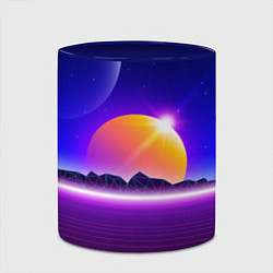 Кружка 3D Mountains - sun - space - vaporwave, цвет: 3D-белый + синий — фото 2