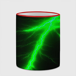 Кружка 3D Зеленый разряд молнии, цвет: 3D-красный кант — фото 2