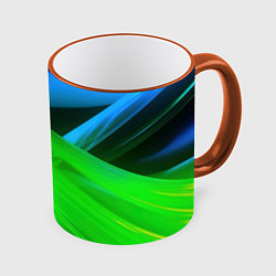 Кружка 3D Blue green abstract, цвет: 3D-оранжевый кант