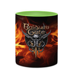 Кружка 3D Baldurs Gate 3 fire logo, цвет: 3D-белый + светло-зеленый — фото 2