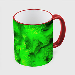 Кружка 3D Green abstract texture, цвет: 3D-красный кант