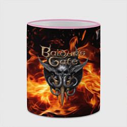 Кружка 3D Baldurs Gate 3 fire logo, цвет: 3D-розовый кант — фото 2