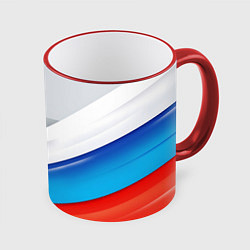 Кружка 3D Российские флаги, цвет: 3D-красный кант