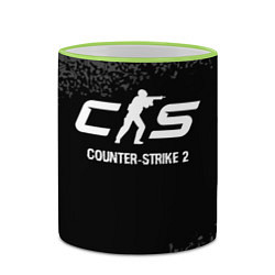 Кружка 3D Counter-Strike 2 glitch на темном фоне, цвет: 3D-светло-зеленый кант — фото 2