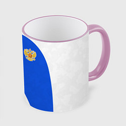 Кружка 3D Герб РФ - white sport, цвет: 3D-розовый кант