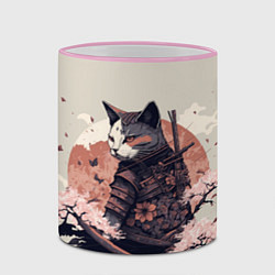 Кружка 3D Боевой котенок ниндзя - японская сакура, цвет: 3D-розовый кант — фото 2