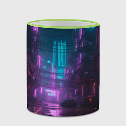 Кружка 3D Неоновый город киберпанк, цвет: 3D-светло-зеленый кант — фото 2